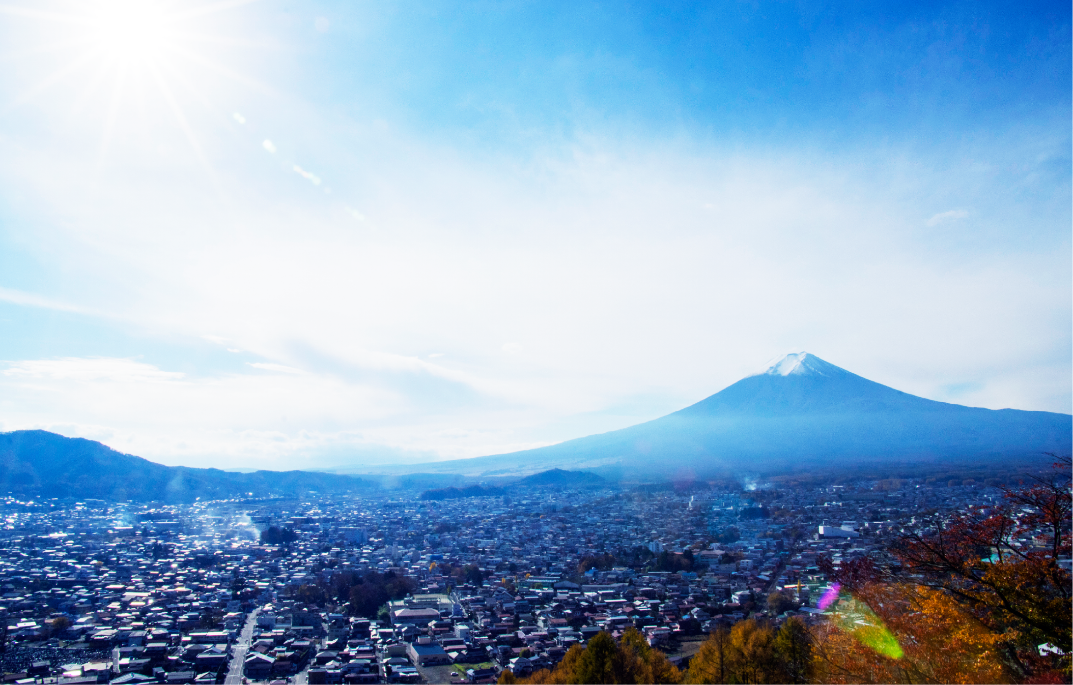 富士山と景色の画像